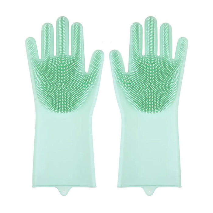 Silicone Dishwashing Gloves with Scrubber for Kitchen Cleaning
