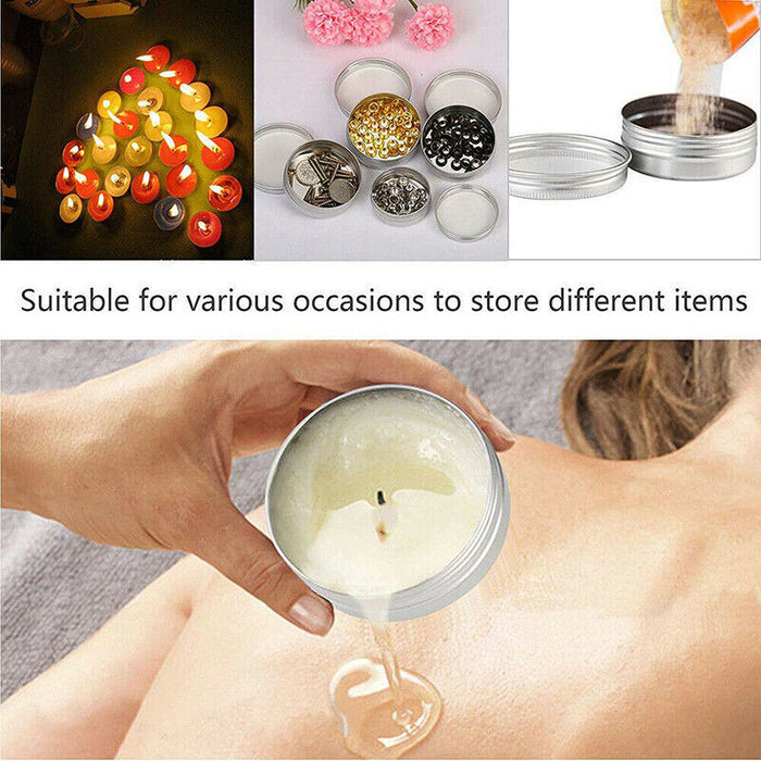50-200PCS Durable Silver Aluminum Cosmetic Pot Lip Balm Jar Containers