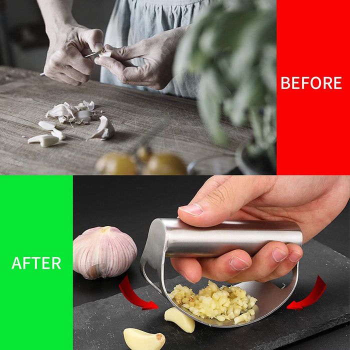 Stainless Steel Garlic Press with Arc Rocking Handle