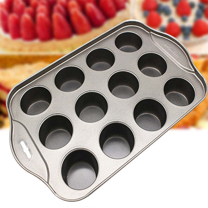 12-Cup Mini Cake Pan, Carbon Steel Nonstick Cupcake and Muffin Baking Pan
