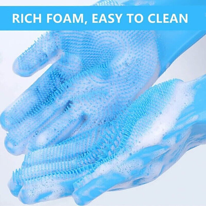 Silicone Dishwashing Gloves with Scrubber for Kitchen Cleaning