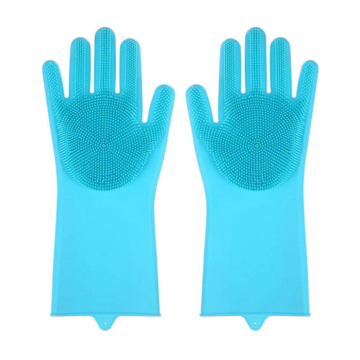 Silicone Dishwashing Gloves with Scrubber for Kitchen Cleaning