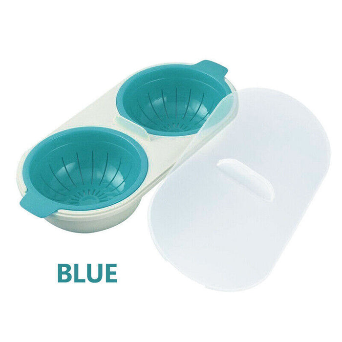 2-Egg Poacher with Lid Lift-and-Drain Colanders & Integrated Cracker