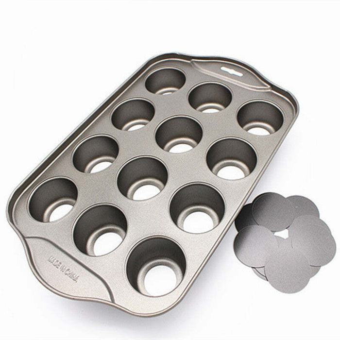 12-Cup Mini Cake Pan, Carbon Steel Nonstick Cupcake and Muffin Baking Pan