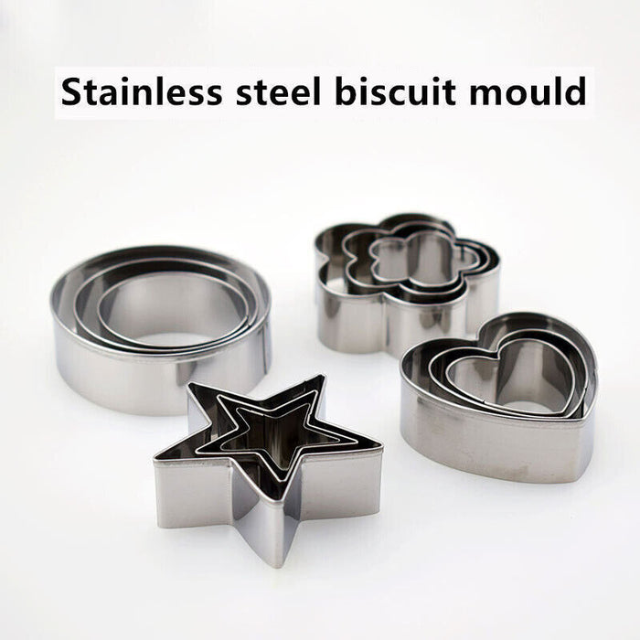 12pcs Stainless Steel Cookie Cutter Set Biscuit Mold for Baking