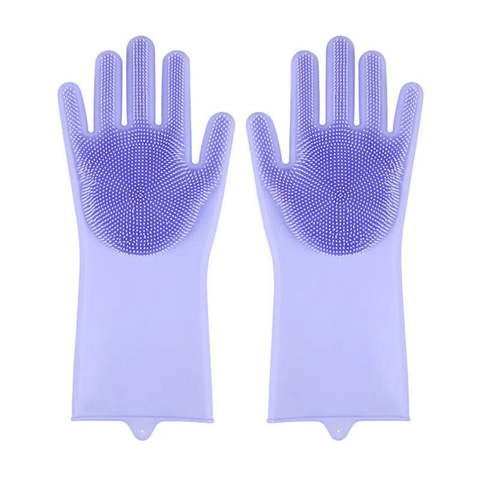 Silicone Dishwashing Gloves with Scrubber for Kitchen Cleaning
