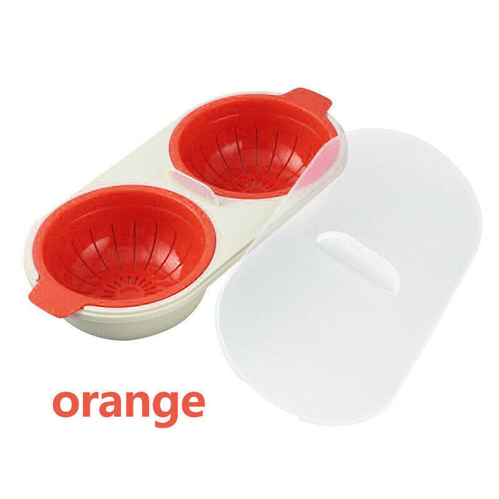 2-Egg Poacher with Lid Lift-and-Drain Colanders & Integrated Cracker