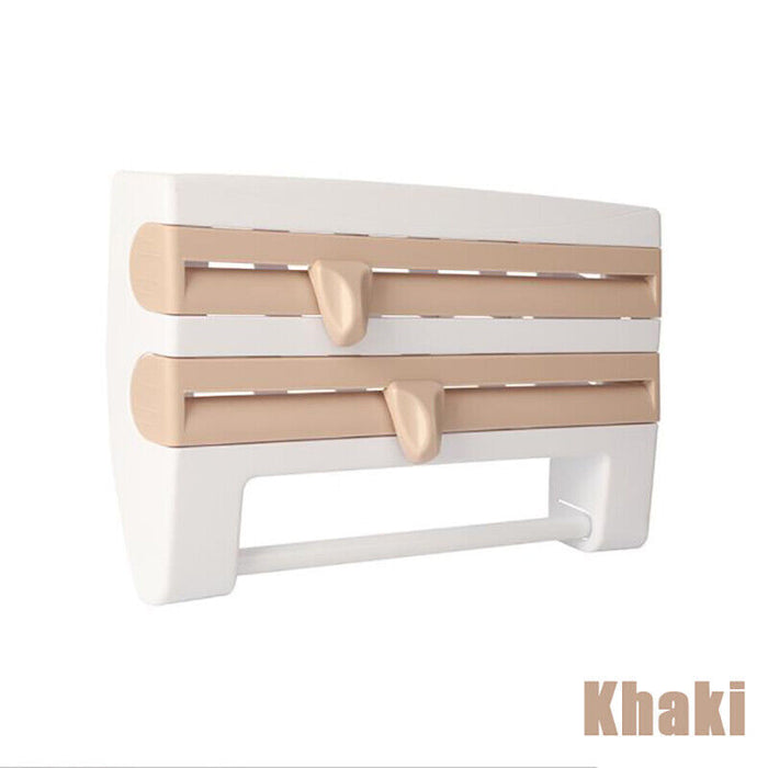 4-in-1 Wall-Mounted Wrap Dispenser Holder with Cutters