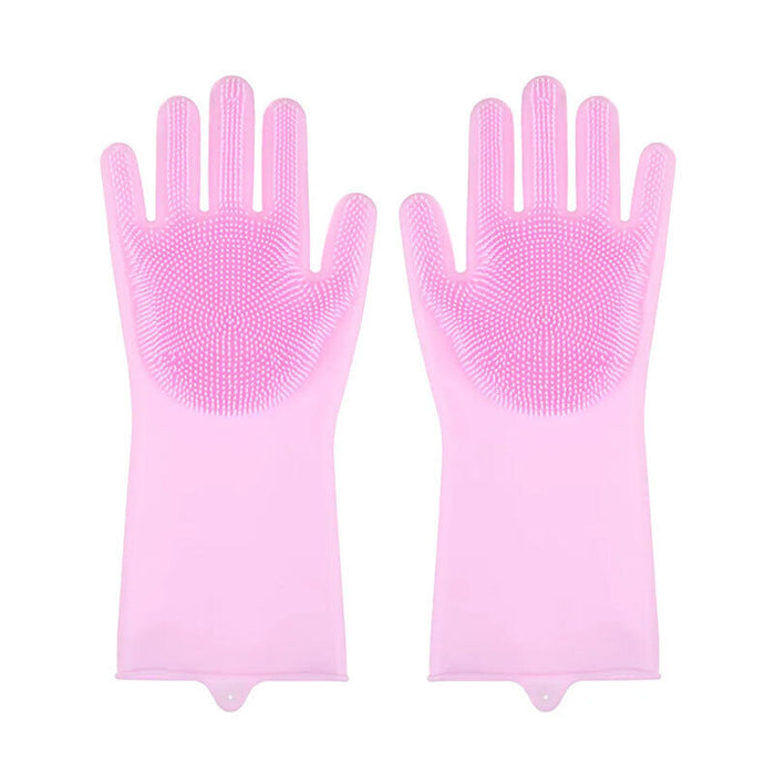 Silicone Dishwashing Gloves with Scrubber for Kitchen Cleaning