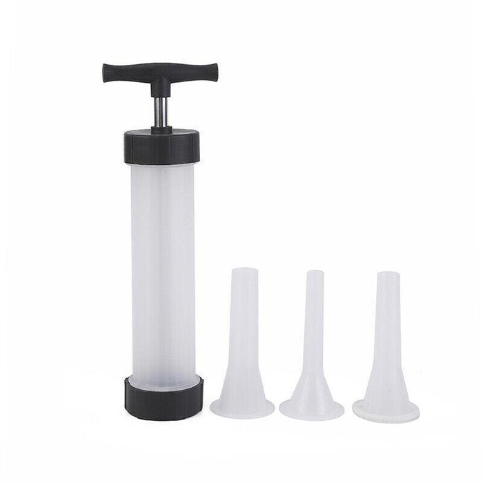 Manual Sausage Stuffer Maker PP Food-Grade Funnel Kit with 3 Nozzles