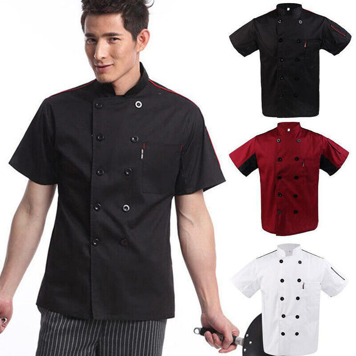 Unisex Mesh Sleeve Chef Coat with Mandarin Collar and Pockets