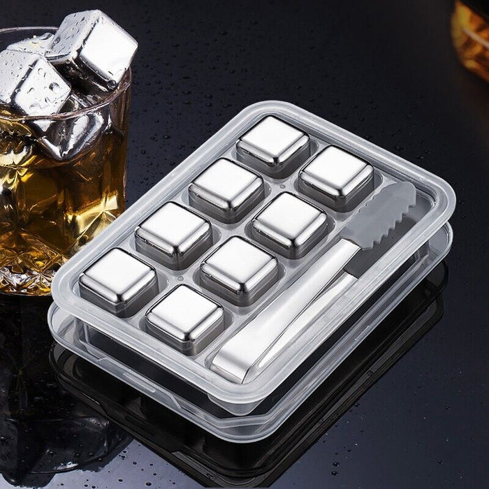 8 Pcs Stainless Steel Whiskey Stones, Rounded Corners