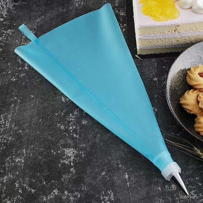2 Pcs Reusable Silicone Pastry Bags Blue 10 to 20 Inch