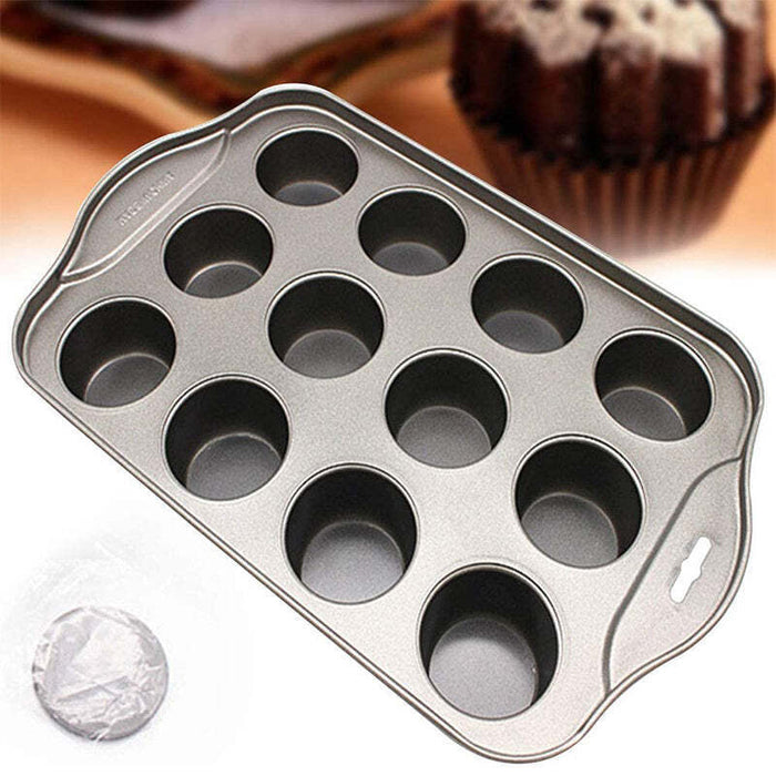12-Cup Mini Cake Pan, Carbon Steel Nonstick Cupcake and Muffin Baking Pan