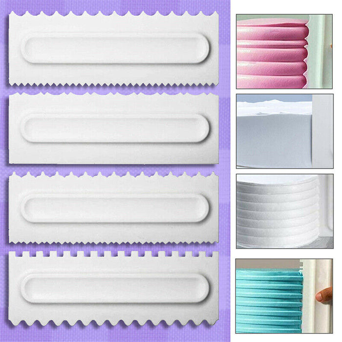 4 Pcs Cake Decorating Scrapers Textured Icing Smoother Tools