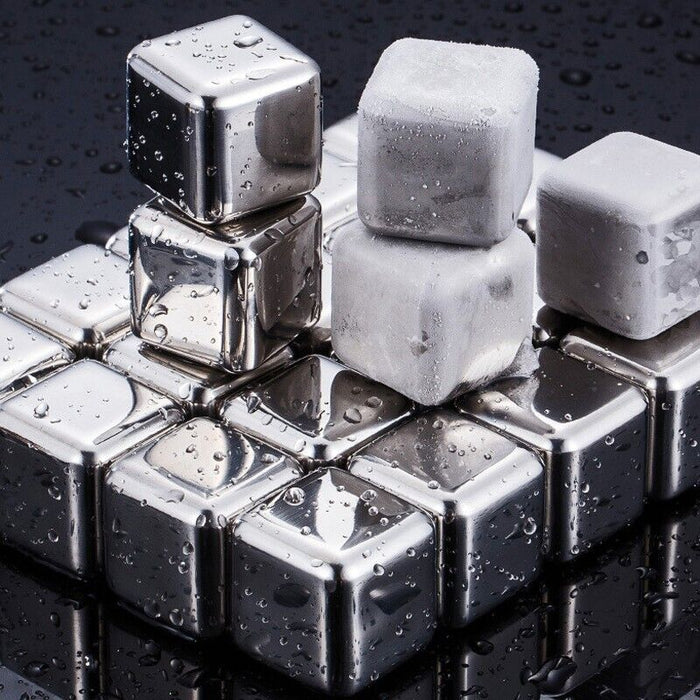 8 Pcs Stainless Steel Whiskey Stones, Rounded Corners