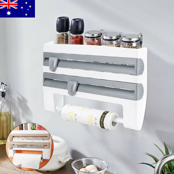 4-in-1 Wall-Mounted Wrap Dispenser Holder with Cutters