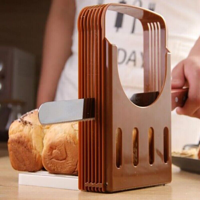Foldable Bread Slicer Toast Cutting Guide Food-Grade Plastic 22.5 x 14.8 cm