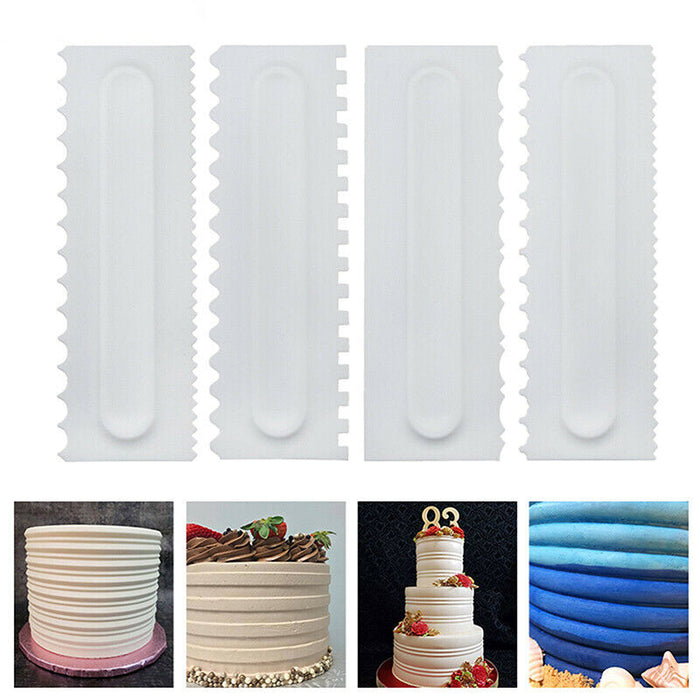 4 Pcs Cake Decorating Scrapers Textured Icing Smoother Tools