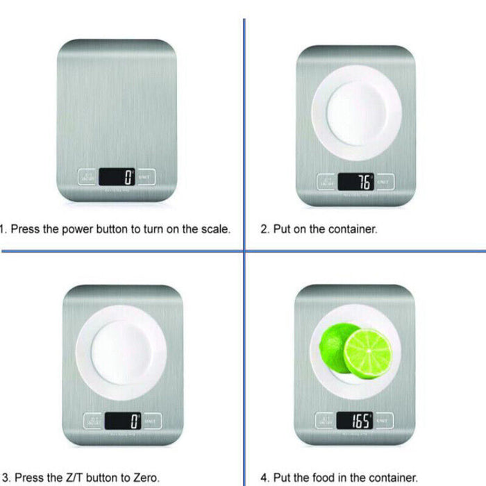 Digital Kitchen Scale 5kg Stainless Steel Surface with LCD Display