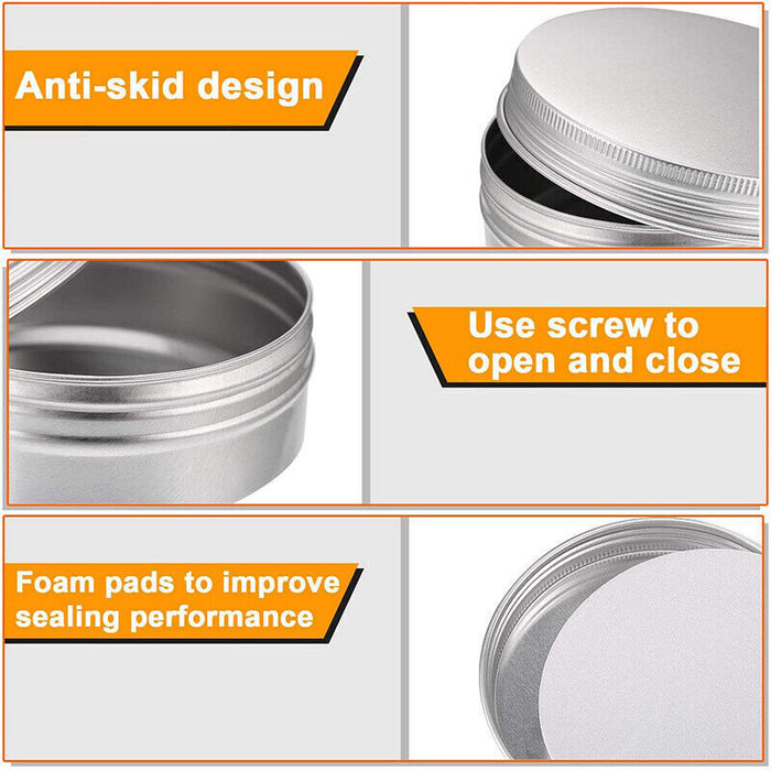 50-200PCS Durable Silver Aluminum Cosmetic Pot Lip Balm Jar Containers
