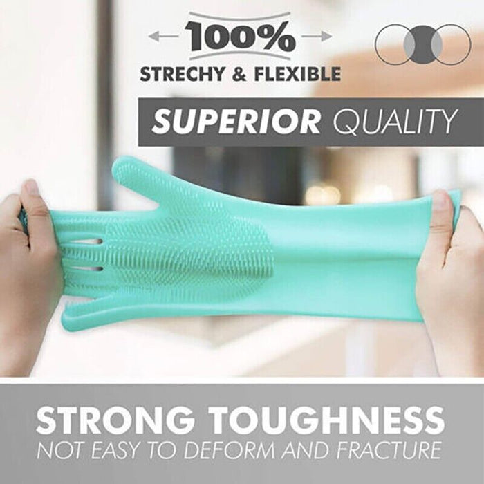 Silicone Dishwashing Gloves with Scrubber for Kitchen Cleaning