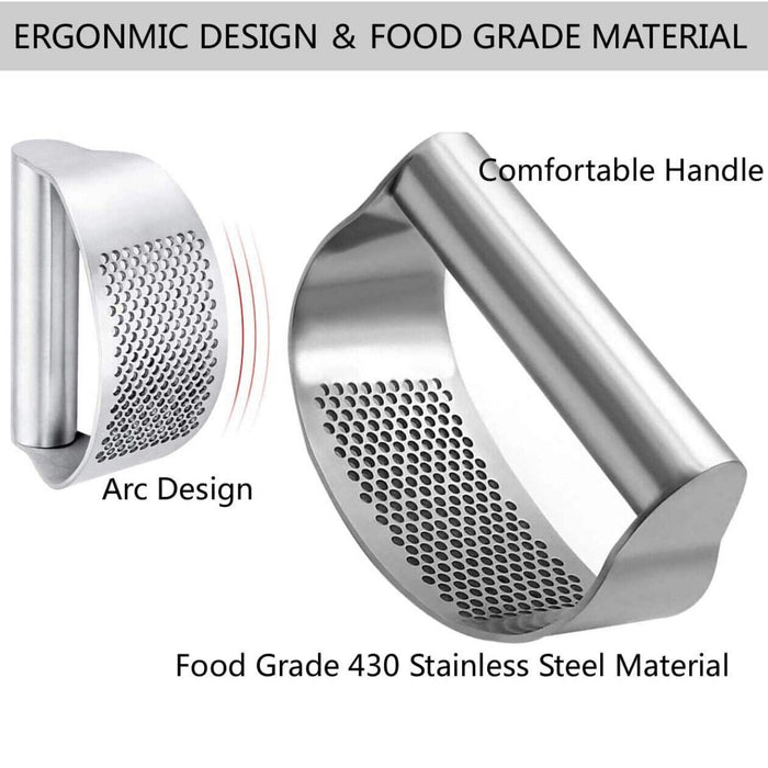 Stainless Steel Garlic Press with Arc Rocking Handle