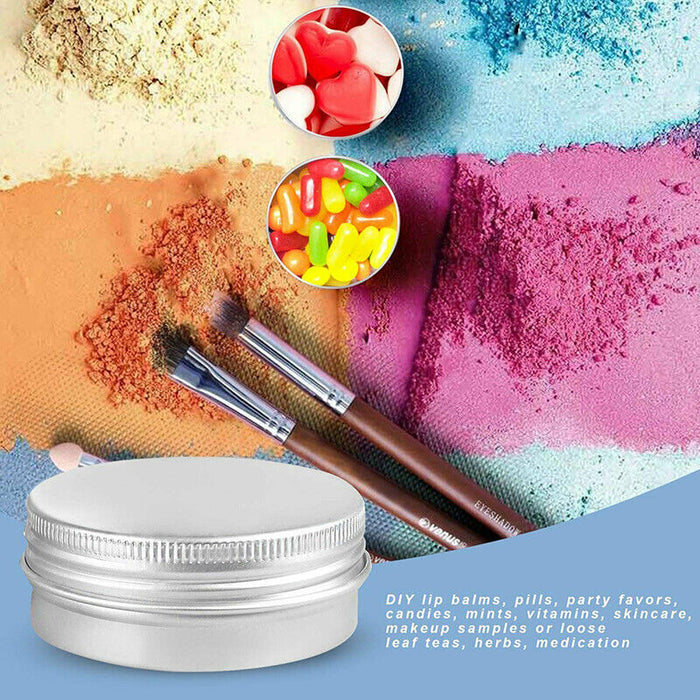 50-200PCS Durable Silver Aluminum Cosmetic Pot Lip Balm Jar Containers