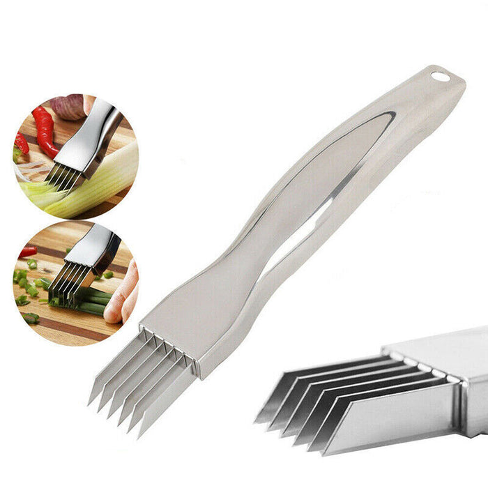 Stainless Steel Onion Cutter Slicer Tool for Kitchen and Restaurant Use