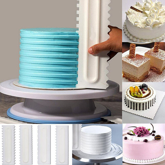 4 Pcs Cake Decorating Scrapers Textured Icing Smoother Tools
