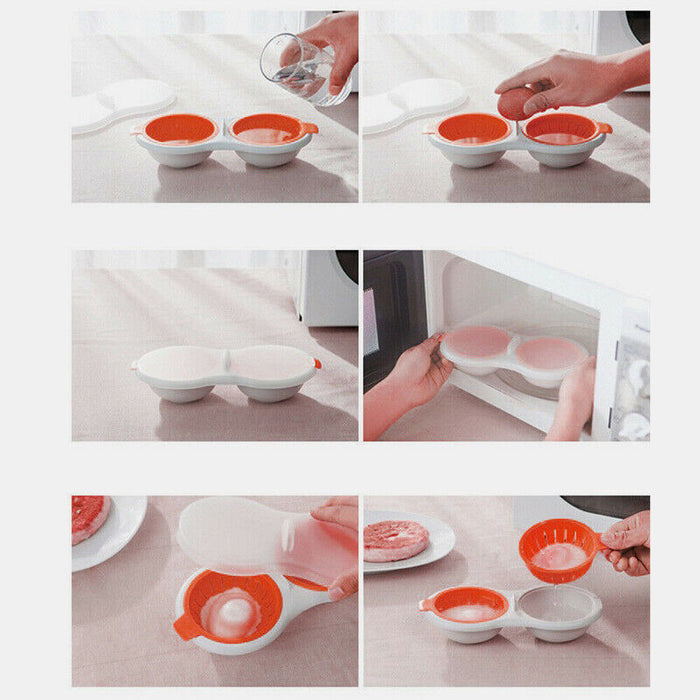 2-Egg Poacher with Lid Lift-and-Drain Colanders & Integrated Cracker