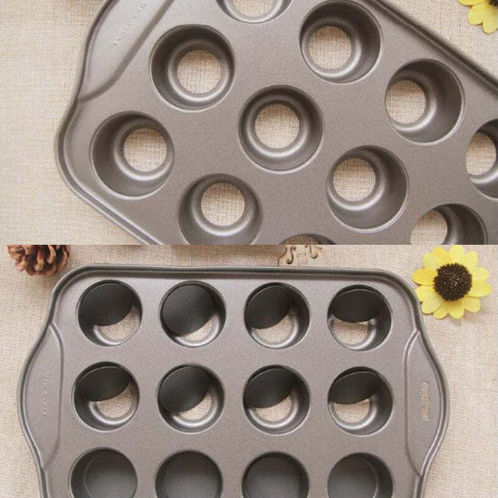 12-Cup Mini Cake Pan, Carbon Steel Nonstick Cupcake and Muffin Baking Pan