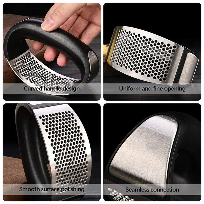 Stainless Steel Garlic Press with Arc Rocking Handle