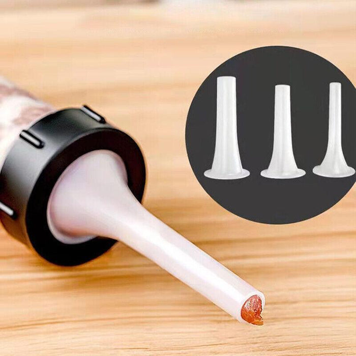 Manual Sausage Stuffer Maker PP Food-Grade Funnel Kit with 3 Nozzles