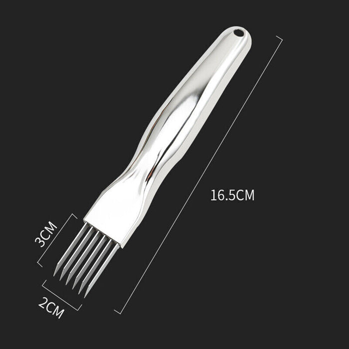 Stainless Steel Onion Cutter Slicer Tool for Kitchen and Restaurant Use