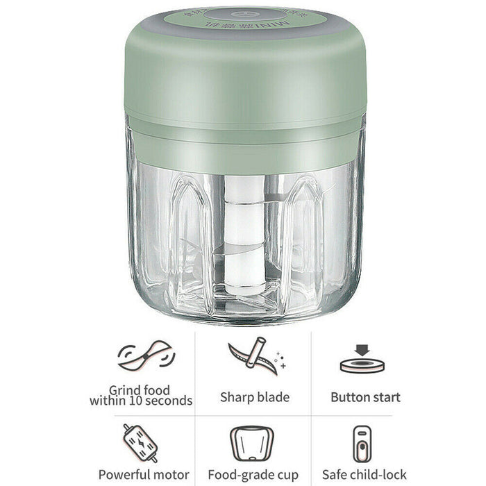 Mini Electric Garlic Chopper,250ml, Rechargeable Food Processor