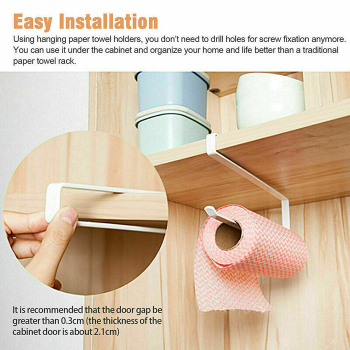 Under Cabinet Paper Towel Holder Iron Rack Drill Free Hanger