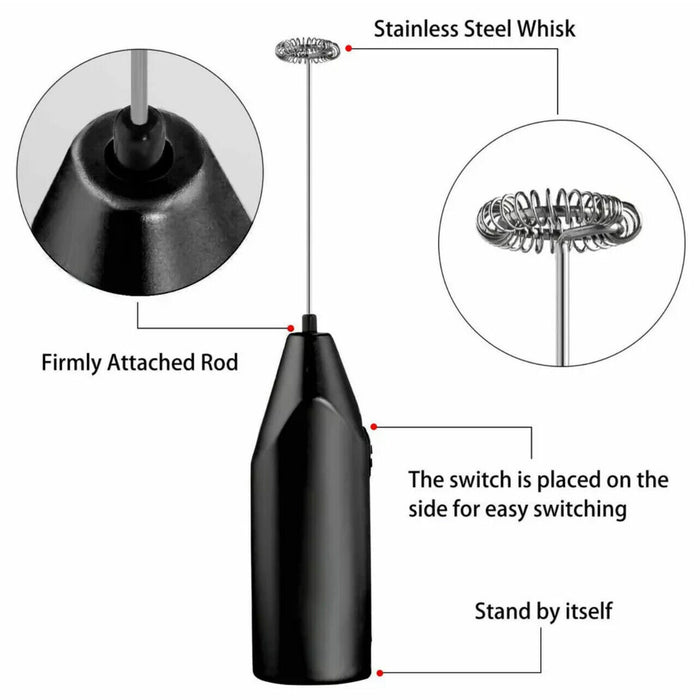 Stainless Steel Handheld Milk Frother Electric Whisk for Coffee Drinks