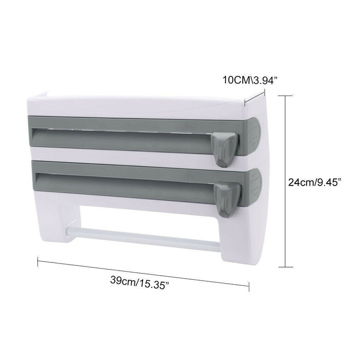 4-in-1 Wall-Mounted Wrap Dispenser Holder with Cutters
