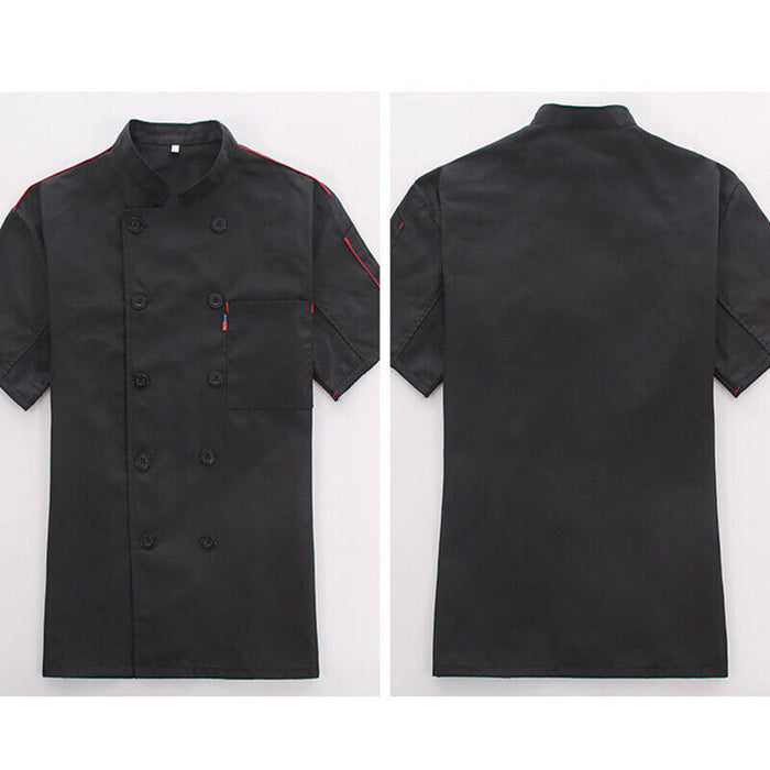 Unisex Mesh Sleeve Chef Coat with Mandarin Collar and Pockets