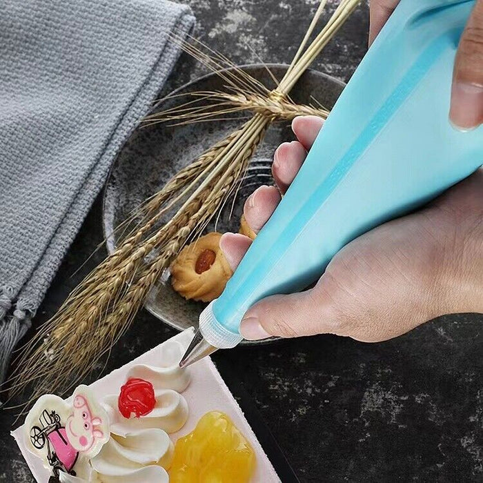 2 Pcs Reusable Silicone Pastry Bags Blue 10 to 20 Inch