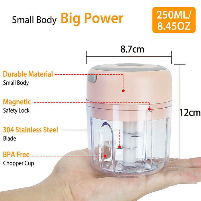 Mini Electric Garlic Chopper,250ml, Rechargeable Food Processor