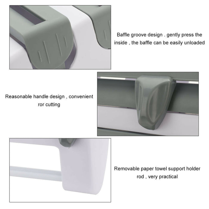 4-in-1 Wall-Mounted Wrap Dispenser Holder with Cutters