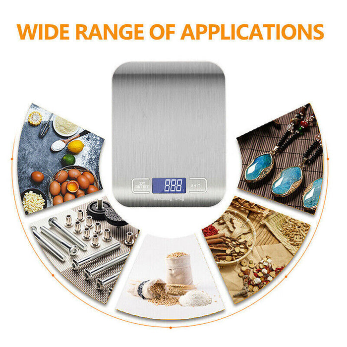 Digital Kitchen Scale 5kg Stainless Steel Surface with LCD Display
