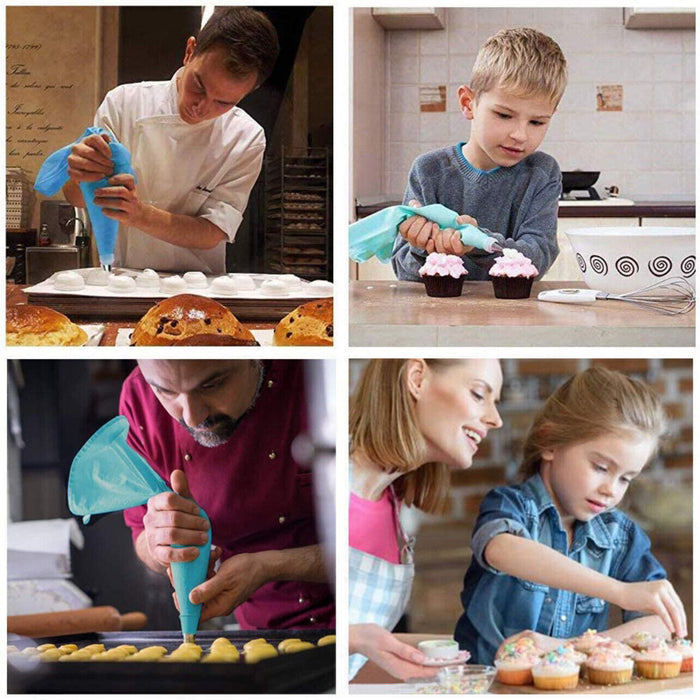 2 Pcs Reusable Silicone Pastry Bags Blue 10 to 20 Inch