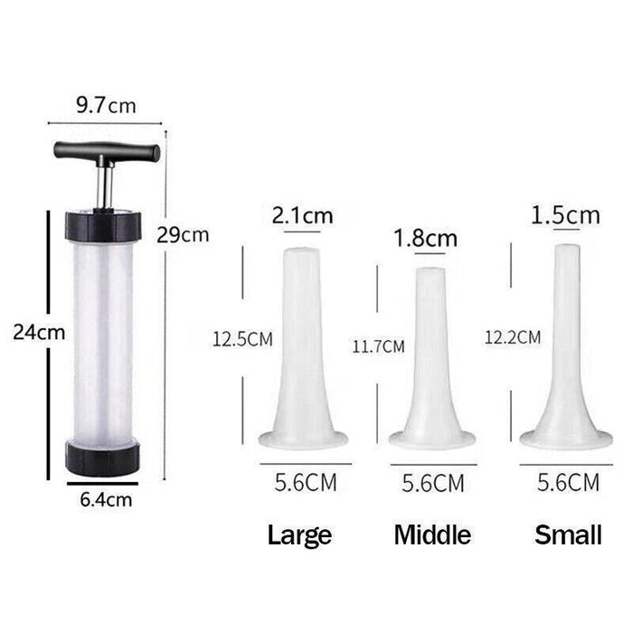 Manual Sausage Stuffer Maker PP Food-Grade Funnel Kit with 3 Nozzles