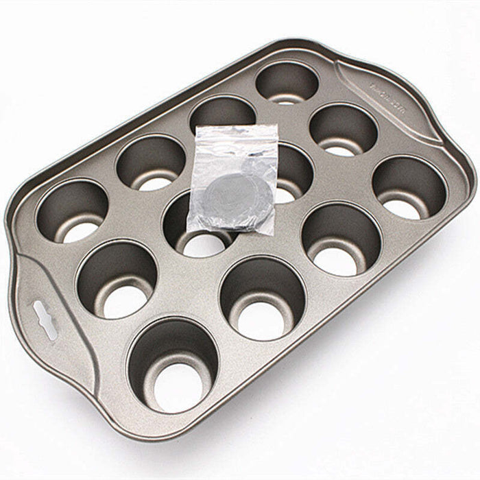12-Cup Mini Cake Pan, Carbon Steel Nonstick Cupcake and Muffin Baking Pan