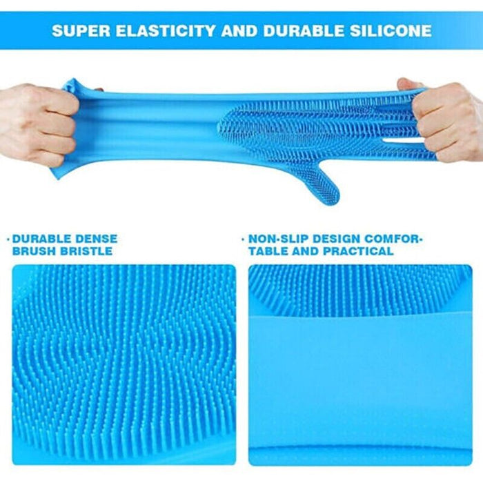Silicone Dishwashing Gloves with Scrubber for Kitchen Cleaning