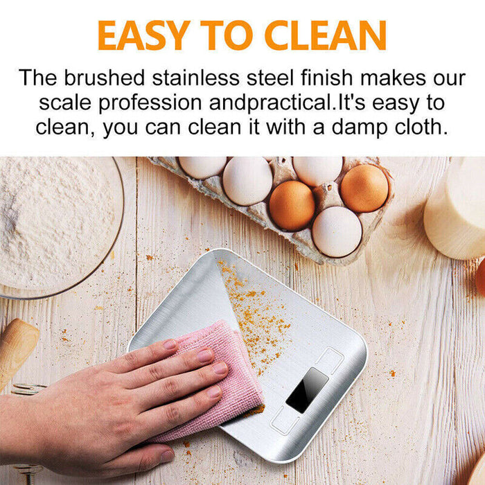 Digital Kitchen Scale 5kg Stainless Steel Surface with LCD Display