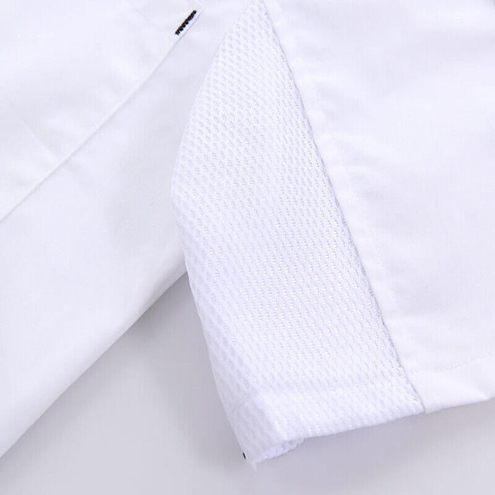 Unisex Mesh Sleeve Chef Coat with Mandarin Collar and Pockets